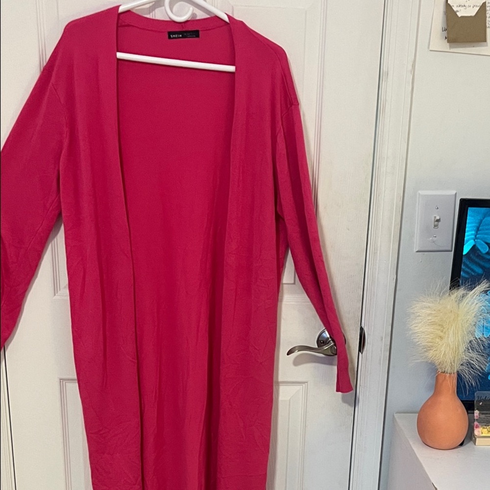SHEIN pink Open Front Cardigan